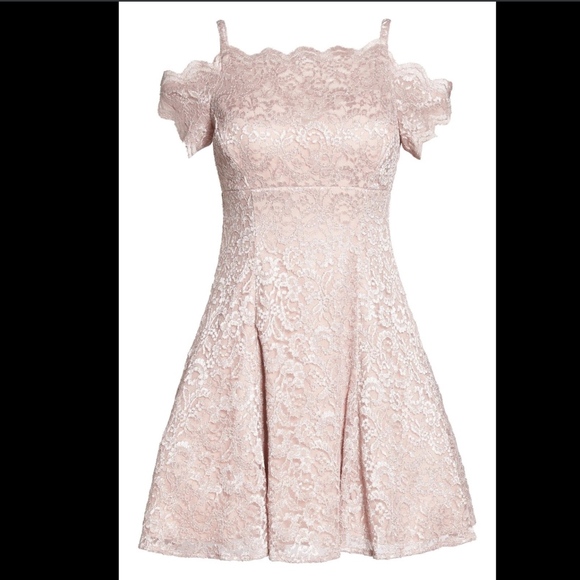 NWT Morgan & Co. Cold Shoulder Glitter Lace Fit & Flare Dress [‎ SZ 3 / 4 ] - Picture 4 of 7
